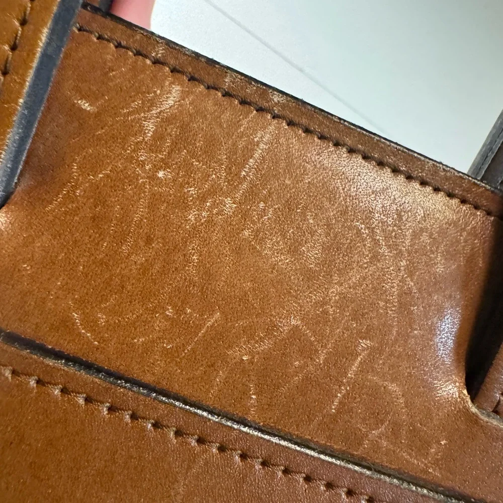Vintage Aged Worn Brown Leather Expandable Lawyer Men's Briefcase